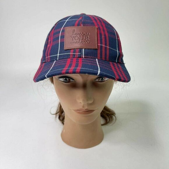 Love Your Melon Baseball Cap USA Made Plaid Red/Navy Blue Trucker hat Snapback - Picture 1 of 10